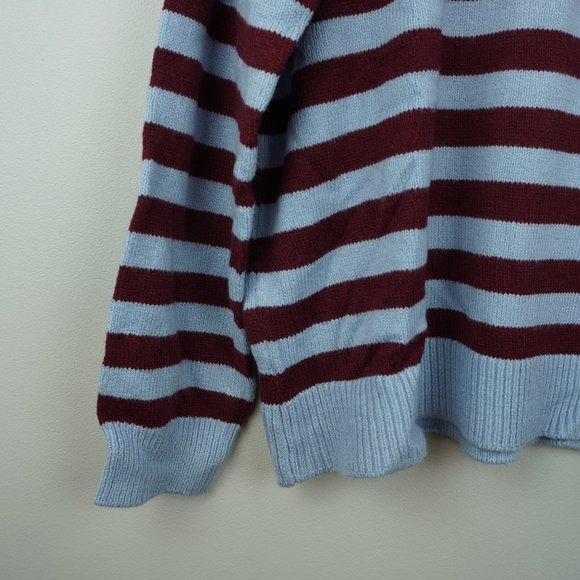 LOFT Light Blue‎ and Dark Red Striped Pullover Soft Sweater Size XL - Picture 2 of 6